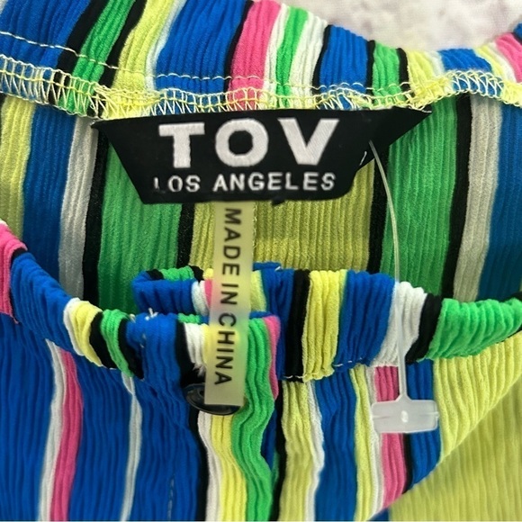 TOV Los Angeles Striped Off Shoulder Button Down Top - Picture 7 of 11